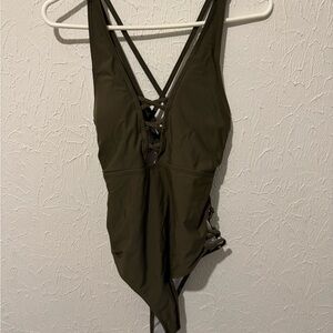Elegant Olive Green Women's One Piece Swimsuit